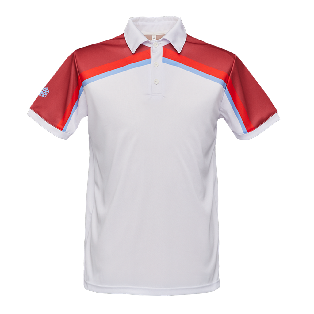 Herren-Sportpolo weiß rot blau