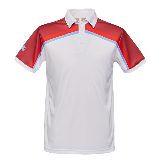 Herren-Sportpolo weiß rot blau