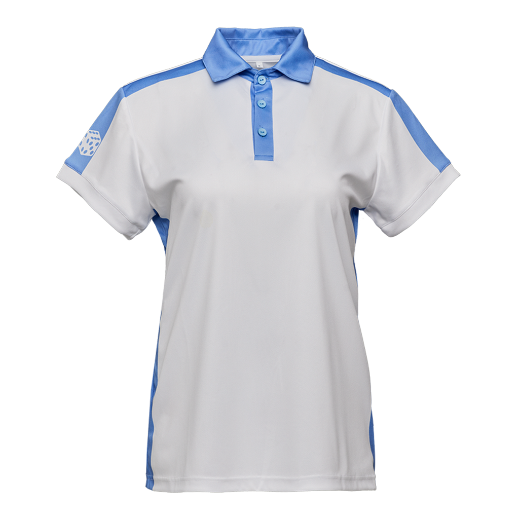 Damen-Sportpolo weiß hellblau