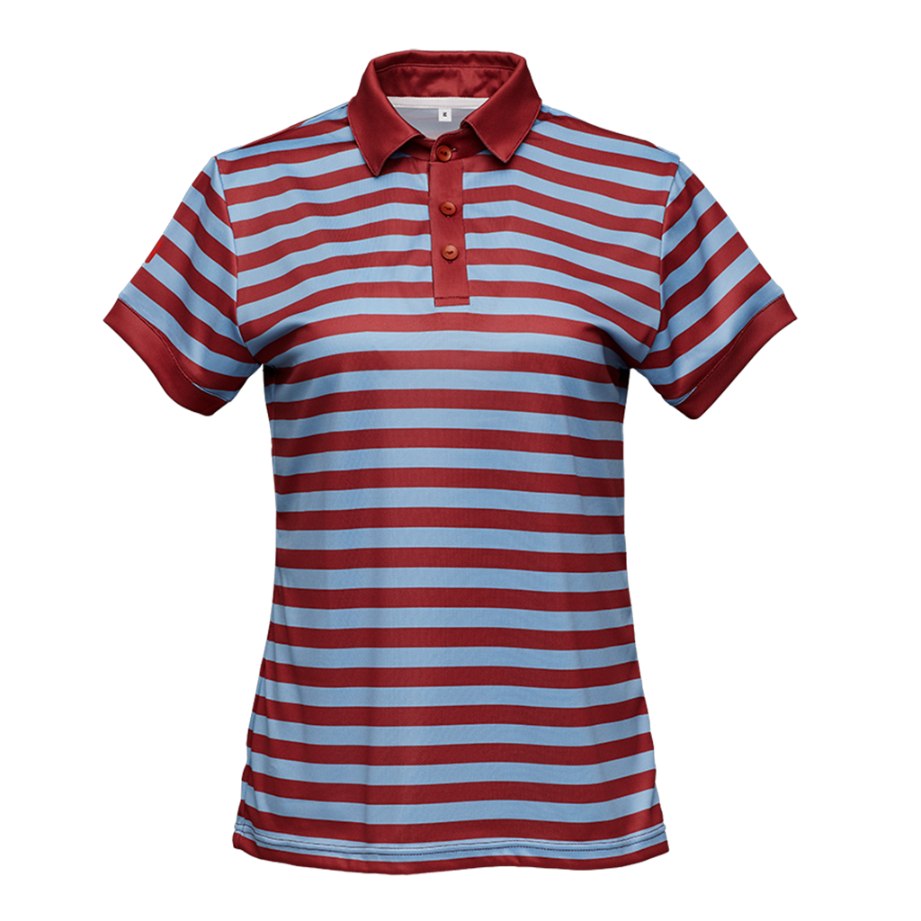 Damen-Sportpolo hellblau/rot