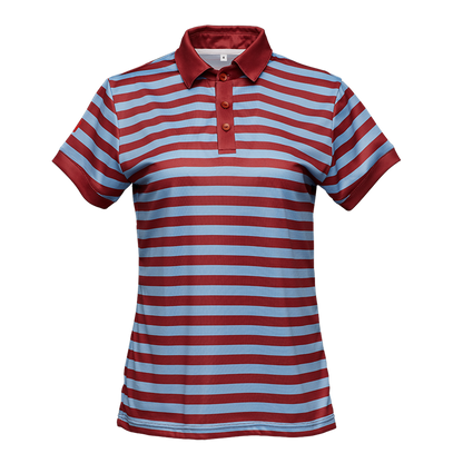 Damen-Sportpolo hellblau/rot