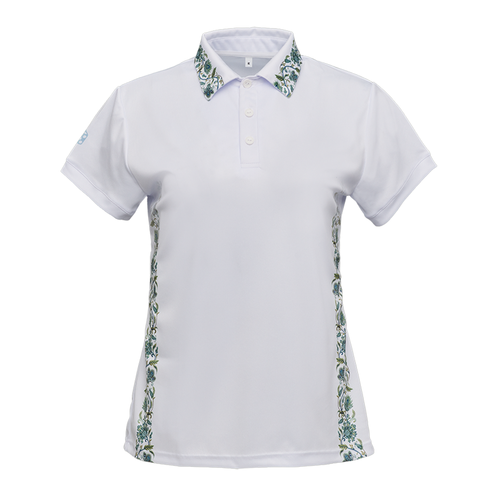 Women's sports polo white with pattern